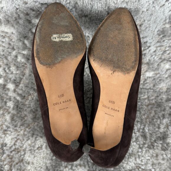 Cole Haan Womens Size 6.5B Suede Ankle Boots Stiletto Heels Brown Pull On - Picture 10 of 11